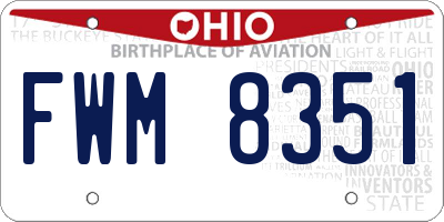 OH license plate FWM8351