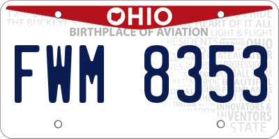 OH license plate FWM8353