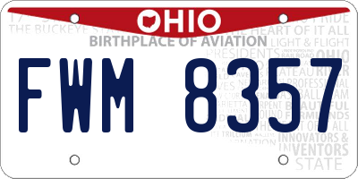 OH license plate FWM8357