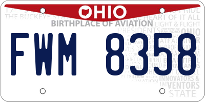 OH license plate FWM8358