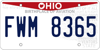 OH license plate FWM8365