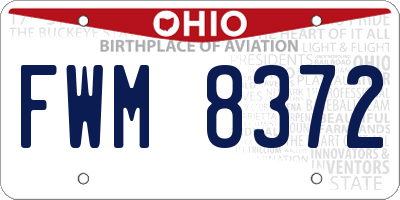 OH license plate FWM8372