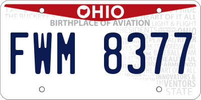 OH license plate FWM8377