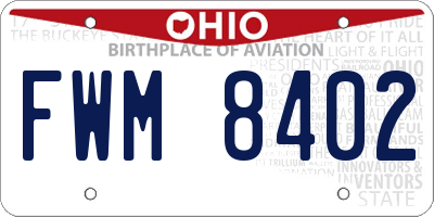 OH license plate FWM8402