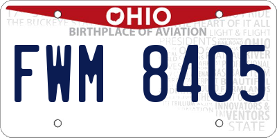 OH license plate FWM8405