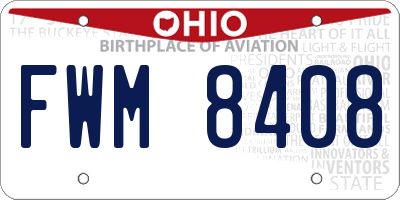 OH license plate FWM8408