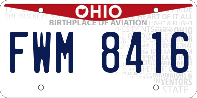 OH license plate FWM8416
