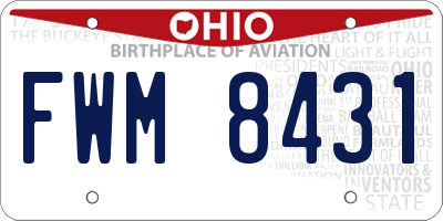 OH license plate FWM8431