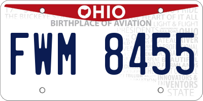 OH license plate FWM8455