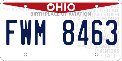OH license plate FWM8463