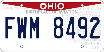 OH license plate FWM8492