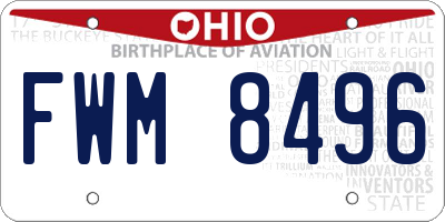 OH license plate FWM8496
