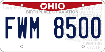 OH license plate FWM8500