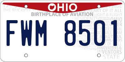OH license plate FWM8501