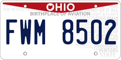 OH license plate FWM8502