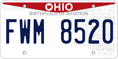OH license plate FWM8520