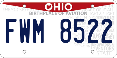 OH license plate FWM8522