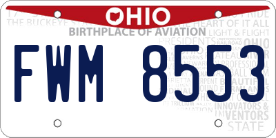 OH license plate FWM8553