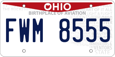 OH license plate FWM8555