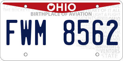 OH license plate FWM8562