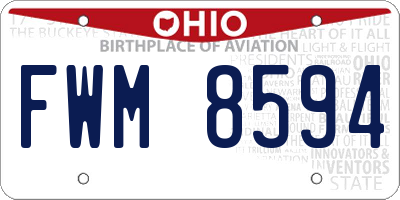 OH license plate FWM8594
