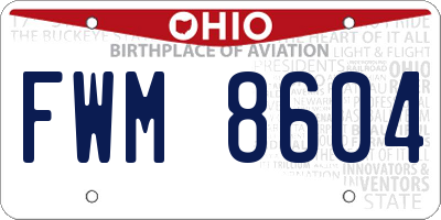 OH license plate FWM8604