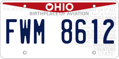 OH license plate FWM8612