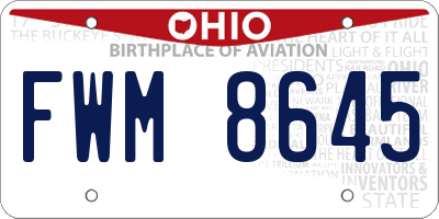 OH license plate FWM8645