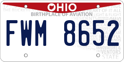 OH license plate FWM8652