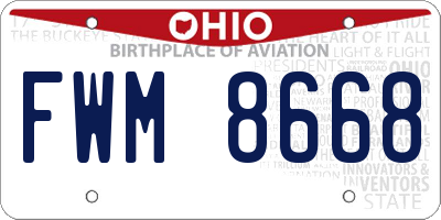 OH license plate FWM8668