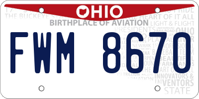 OH license plate FWM8670