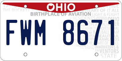 OH license plate FWM8671