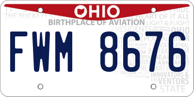 OH license plate FWM8676
