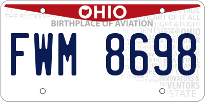 OH license plate FWM8698
