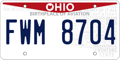 OH license plate FWM8704
