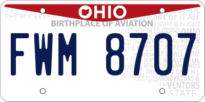 OH license plate FWM8707