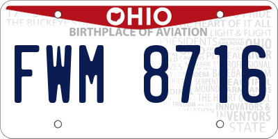 OH license plate FWM8716