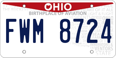 OH license plate FWM8724