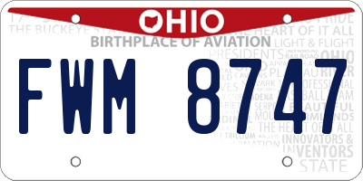 OH license plate FWM8747