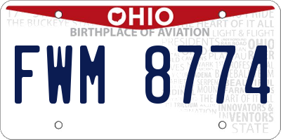 OH license plate FWM8774