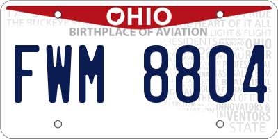 OH license plate FWM8804