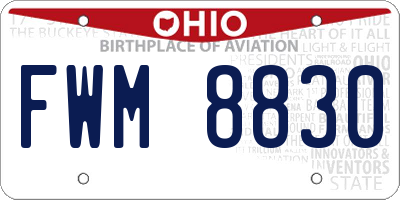 OH license plate FWM8830