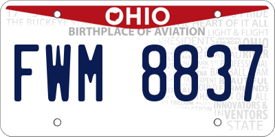 OH license plate FWM8837