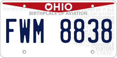 OH license plate FWM8838