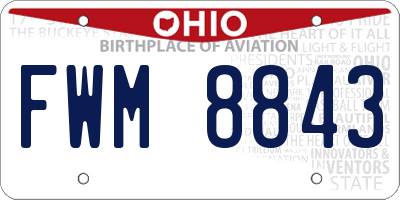 OH license plate FWM8843