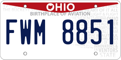 OH license plate FWM8851