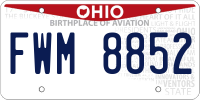 OH license plate FWM8852