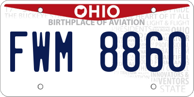 OH license plate FWM8860