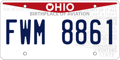 OH license plate FWM8861