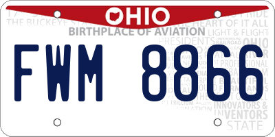 OH license plate FWM8866